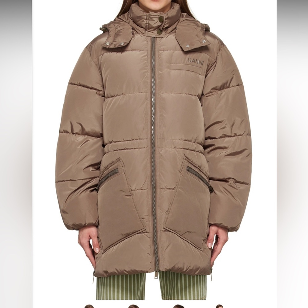 Ganni brown tan oversized puffer XXS Xs